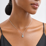 14k White Gold Aquamarine and Diamond Pendant - Model Shot