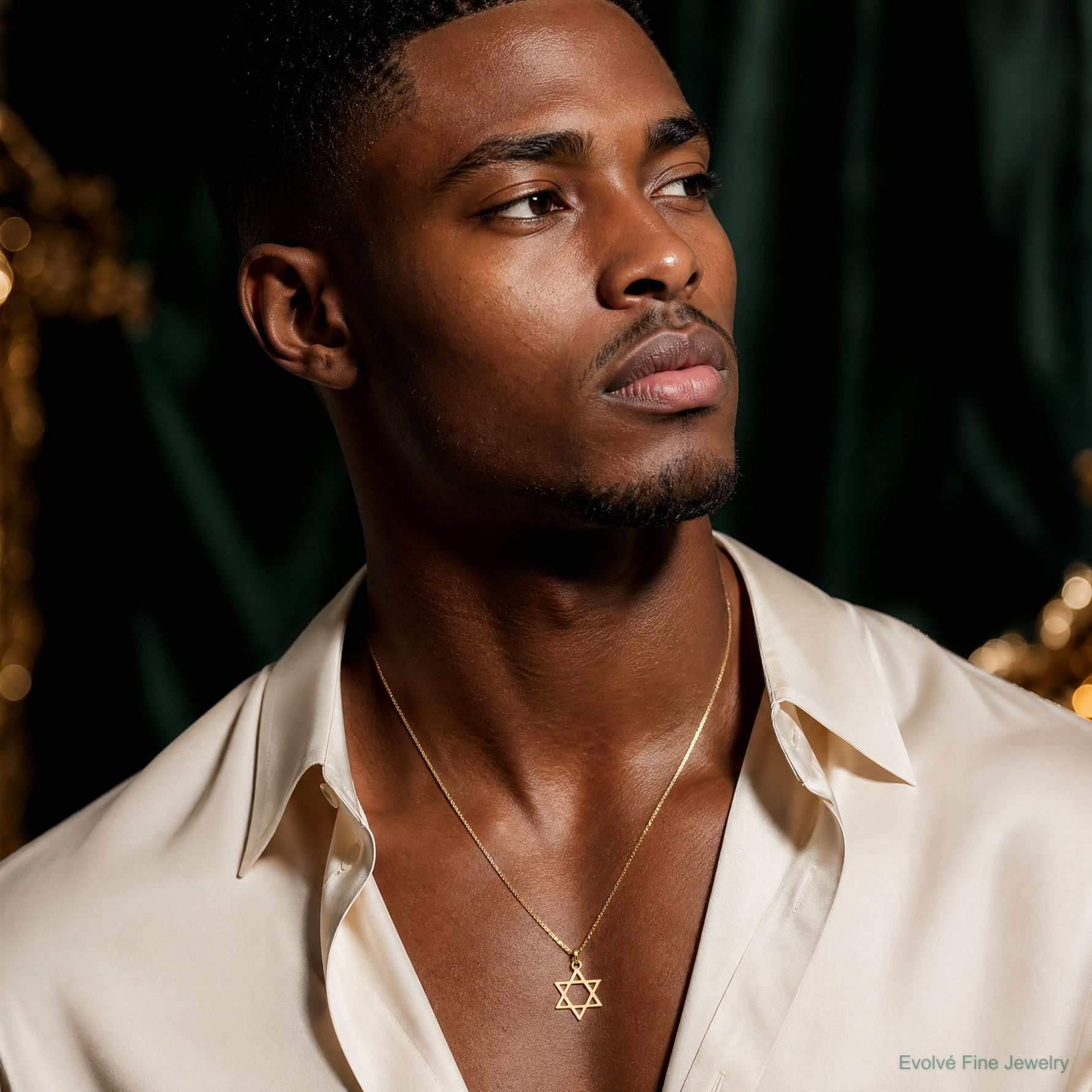 14k Star of David Pendant - Model Shot