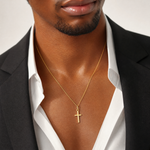 14k Small Cross Charm - Model Shot