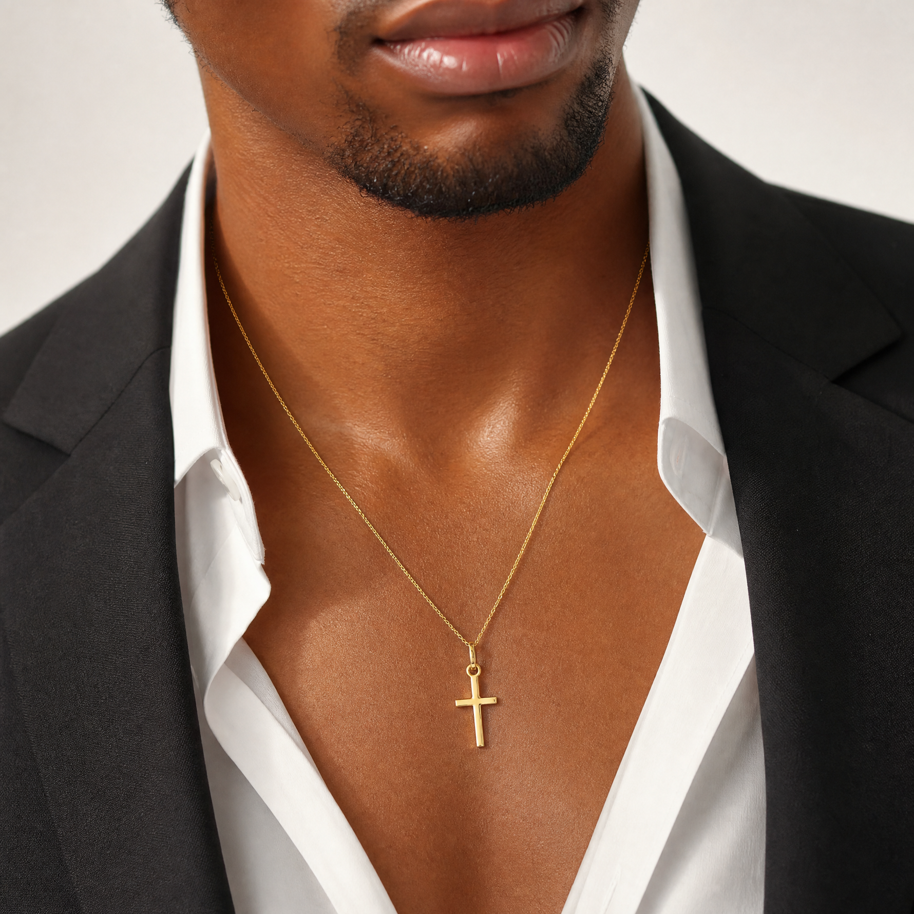 14k Small Cross Charm - Model Shot