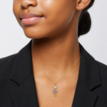 14k February Boy Birthstone Charm - Model Shot