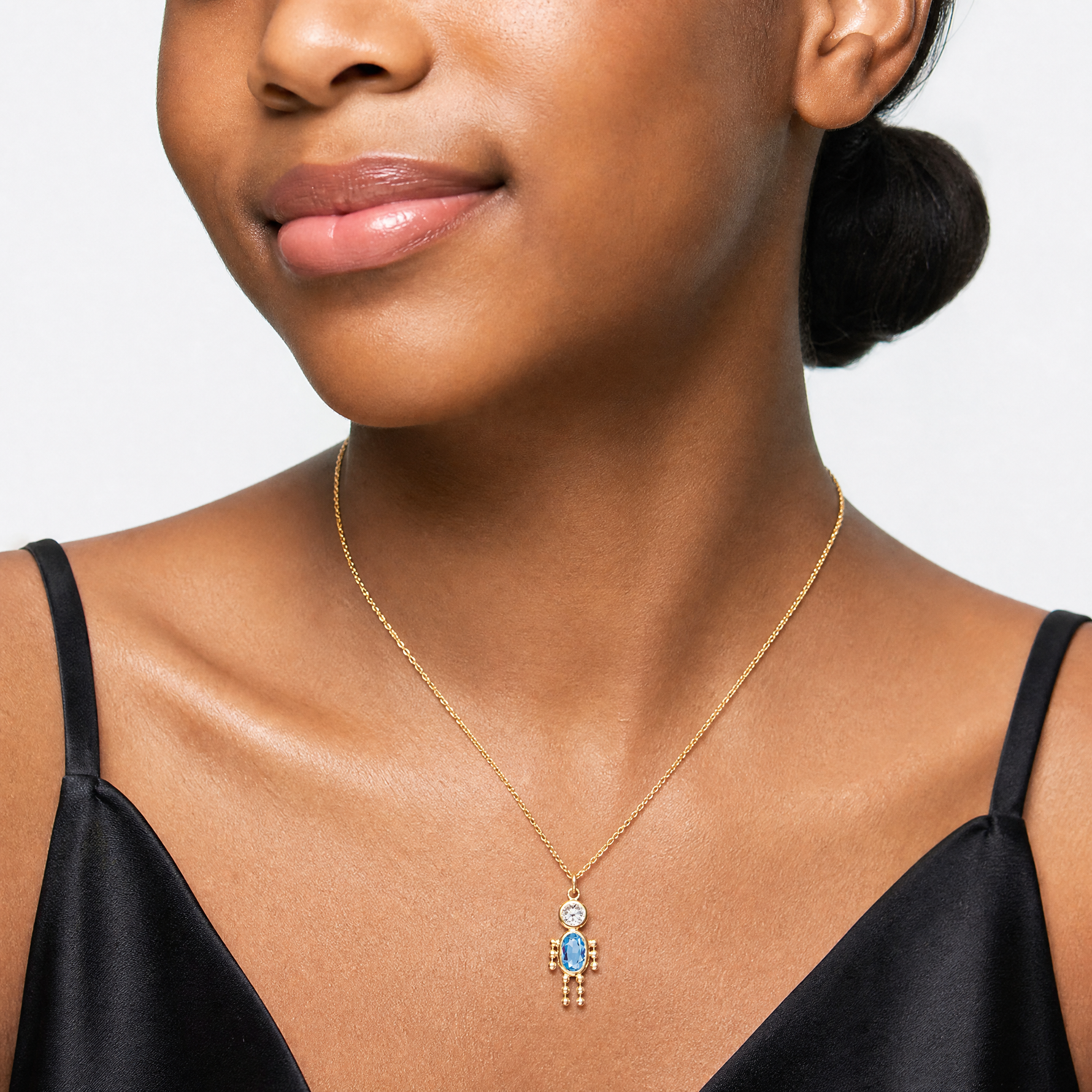 14k March Boy Birthstone Charm - Model Shot
