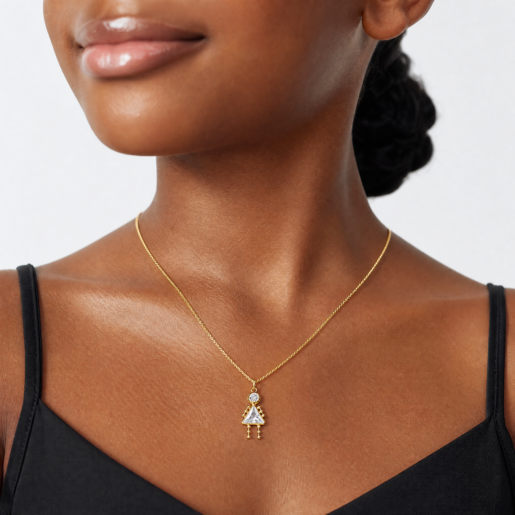 14k April Girl Birthstone Charm - Model Shot