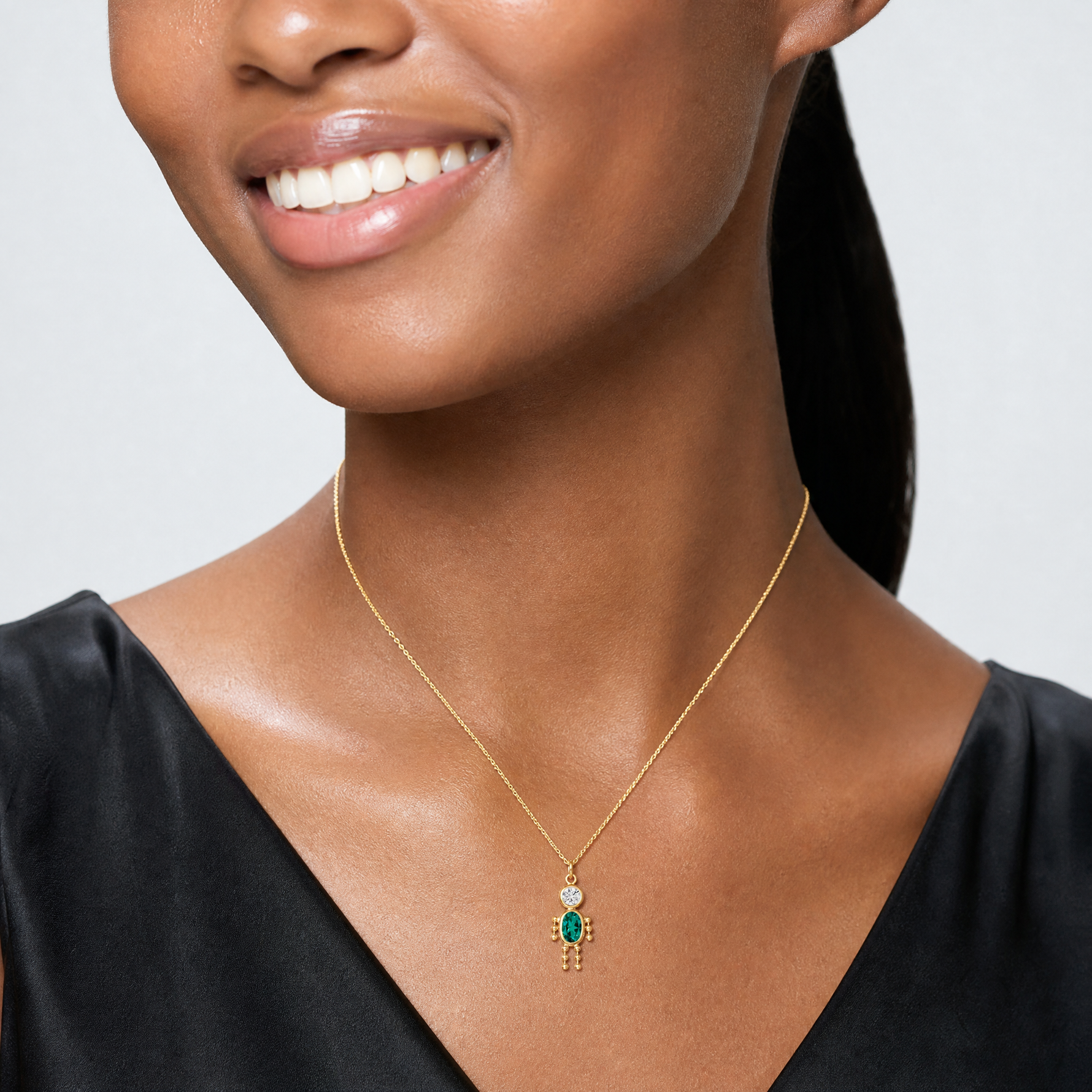 14k May Boy Birthstone Charm - Model Shot