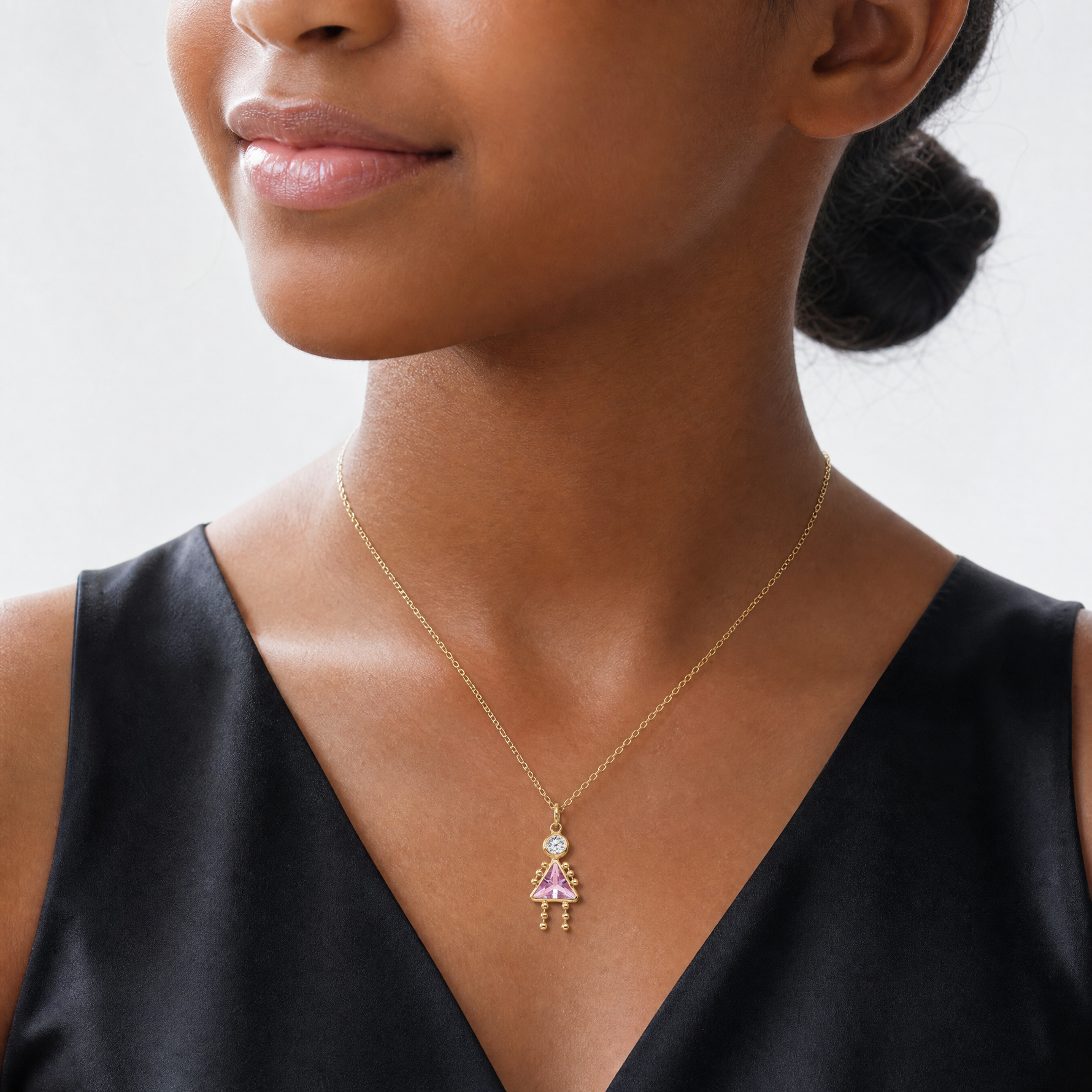 14k June Girl Birthstone Charm - Model Shot