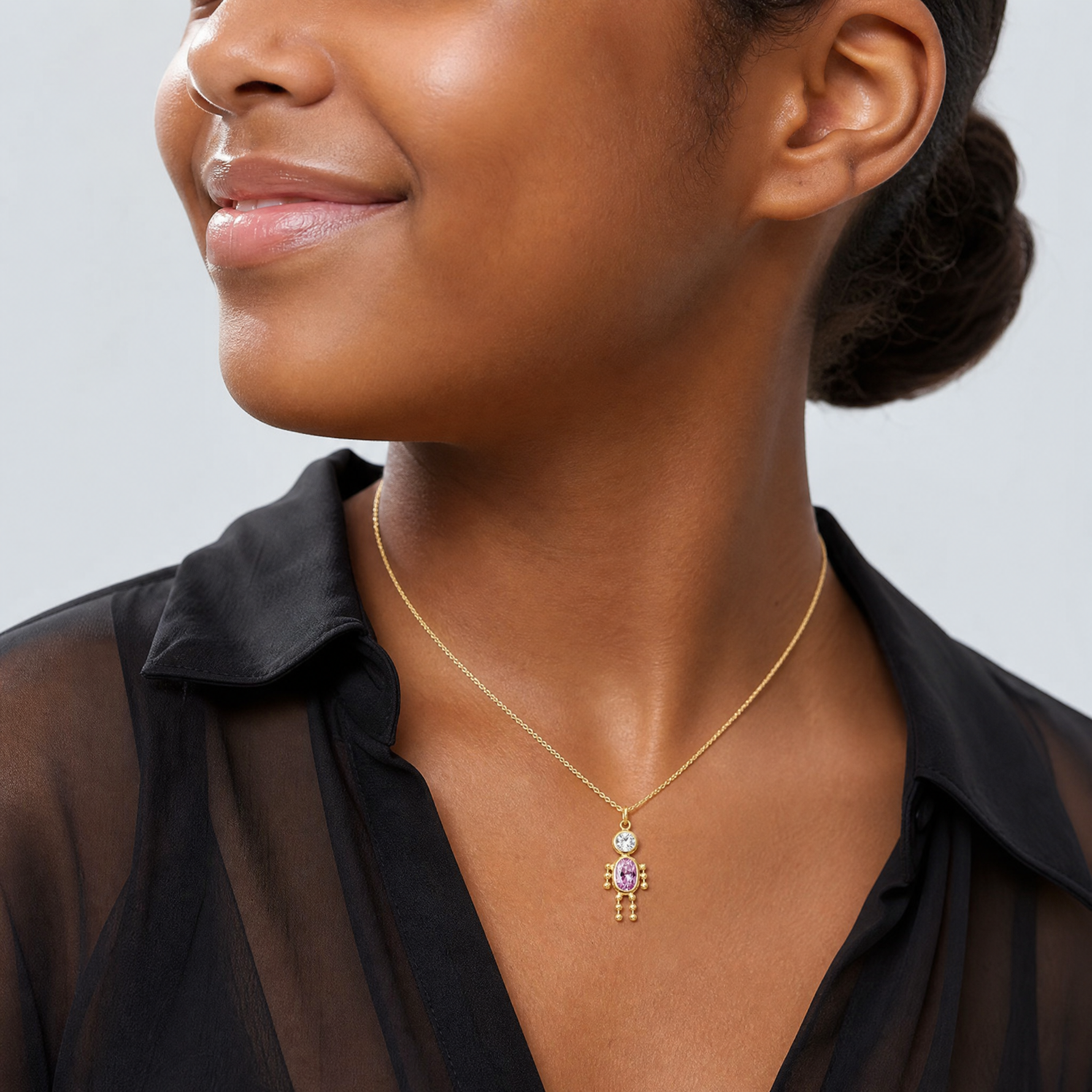 14k June Boy Birthstone Charm - Model Shot