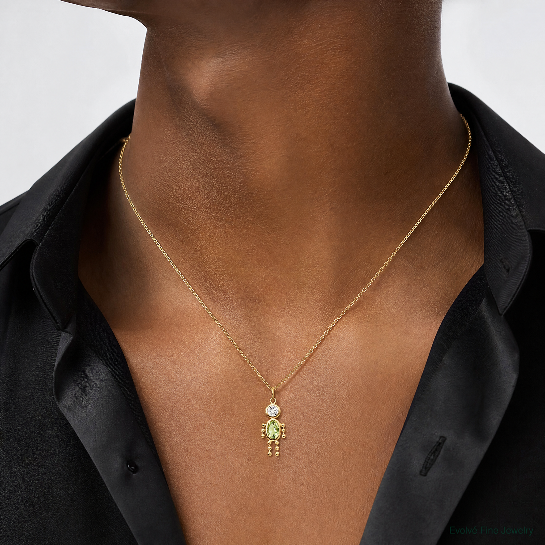 14k August Boy Birthstone Charm - Model Shot