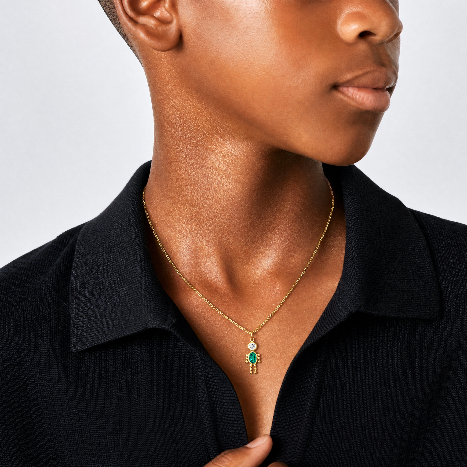 14k December Boy Birthstone Charm - Model Shot