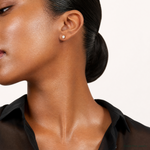 14k Polished 5mm CZ Stud Post Earrings - Model Shot