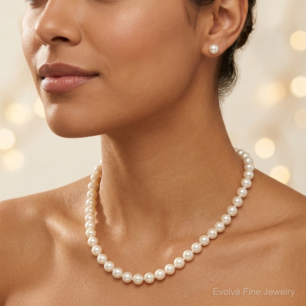 14k 6-7mm FW Cultured Pearl 7.25 w/1 ext Brace 18 w/2 ext Neck Earring Set - Model Shot