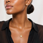 14k 6-7mm White Button FWC Pearl Earring and Pendant Set - Model Shot
