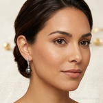 14K WG 9-10mm Round Saltwater Cultured Tahitian Pearl Diam Dangle Earrings - Model Shot