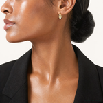 14k Polished Freshwater Cultured Pearl J-Hoop Earrings - Model Shot