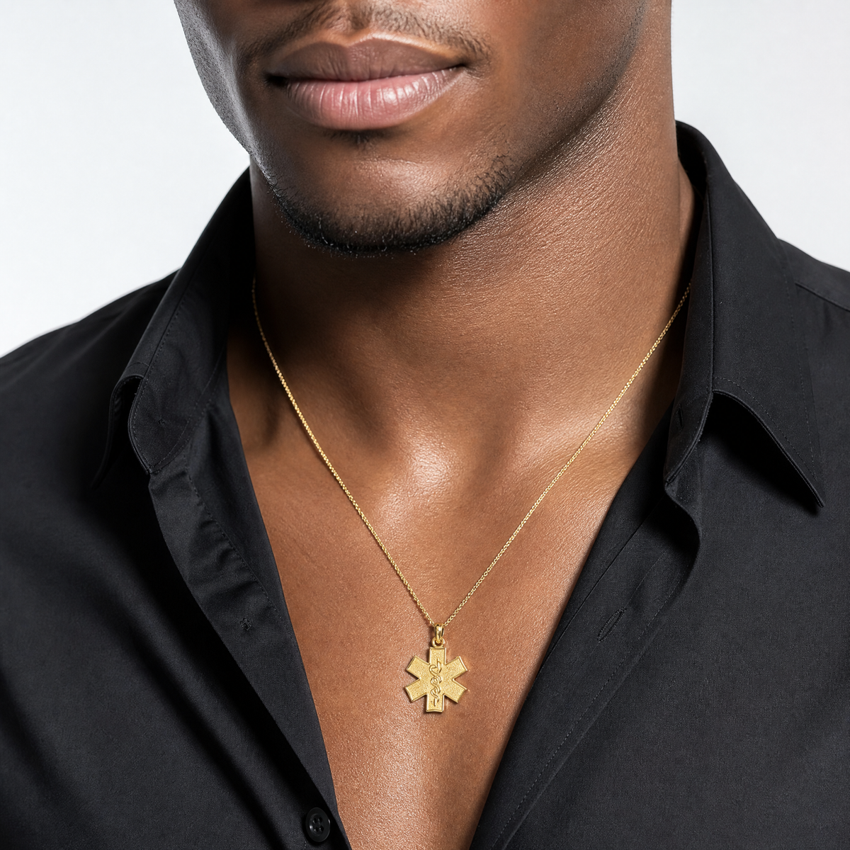 14k Medical Jewelry Symbol Charm - Model Shot