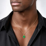 14K Polished Jade Oval Pendant - Model Shot