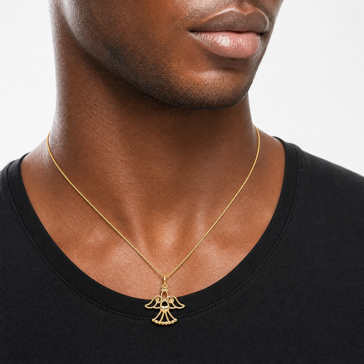 14k Angel Charm - Model Shot