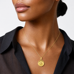 14k Polished and Satin St. Christopher Medal Hollow Pendant - Model Shot