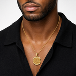 14k Polished and Satin St Michael Badge Medal Hollow Pendant - Model Shot