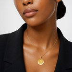 14k Polished and Satin St Theresa Medal Hollow Pendant - Model Shot