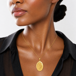14k Polished and Satin St Christopher Medal Hollow Pendant - Model Shot