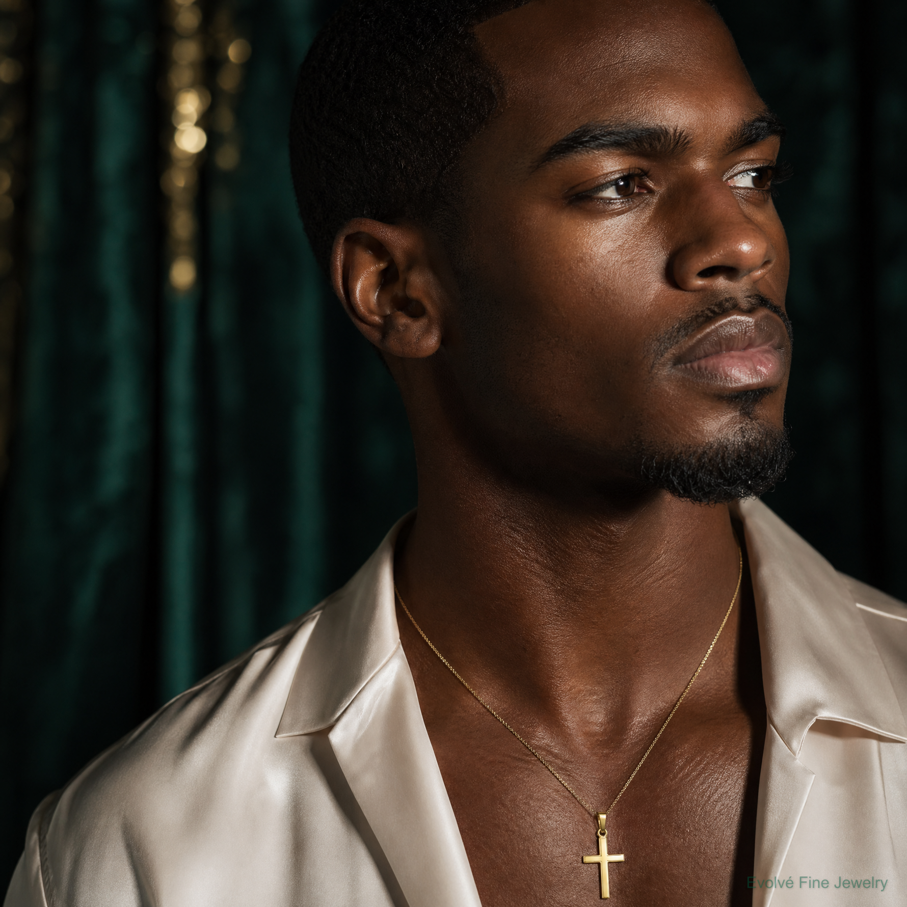 14k Polished Latin Cross Pendant - Model Shot