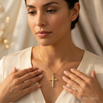 14K Diamond-cut Cross Pendant - Model Shot