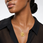 14k Hollow Polished/Satin Medium Jesus Medal - Model Shot