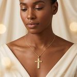 14K Diamond-cut Cross Pendant - Model Shot
