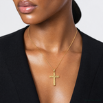 14K Nugget Cross Pendant - Model Shot
