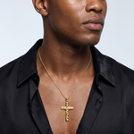 14K Nugget Cross Pendant - Model Shot