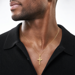 14k Hollow Crucifix Pendant - Model Shot