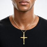 14k Hollow Crucifix Pendant - Model Shot
