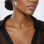 14K Polished Cross Pendant - Model Shot