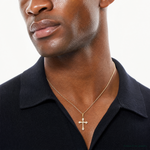 14k Polished CZ Passion Cross Pendant - Model Shot