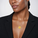 14K Hollow Our Guardian Angel Medal - Model Shot
