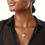 14k INRI Hollow Crucifix Pendant - Model Shot