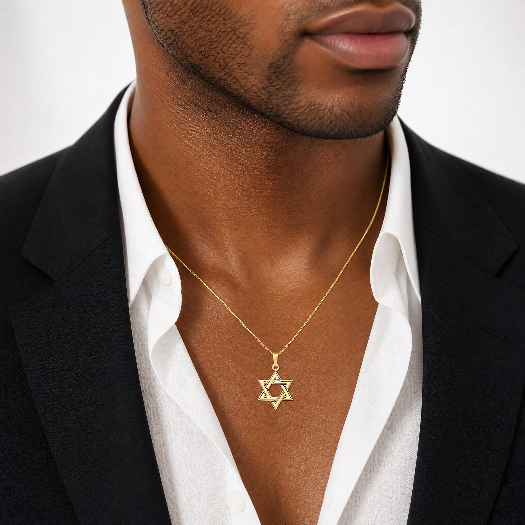 14k Star of David Pendant - Model Shot