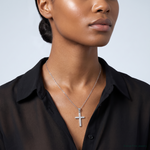 14k White Gold Polished Cross Charm - Model Shot