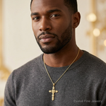 14K Polished Fleur de Lis Cross Pendant - Model Shot