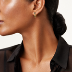 14K Polished Black Onyx Hoop Earrings - Model Shot