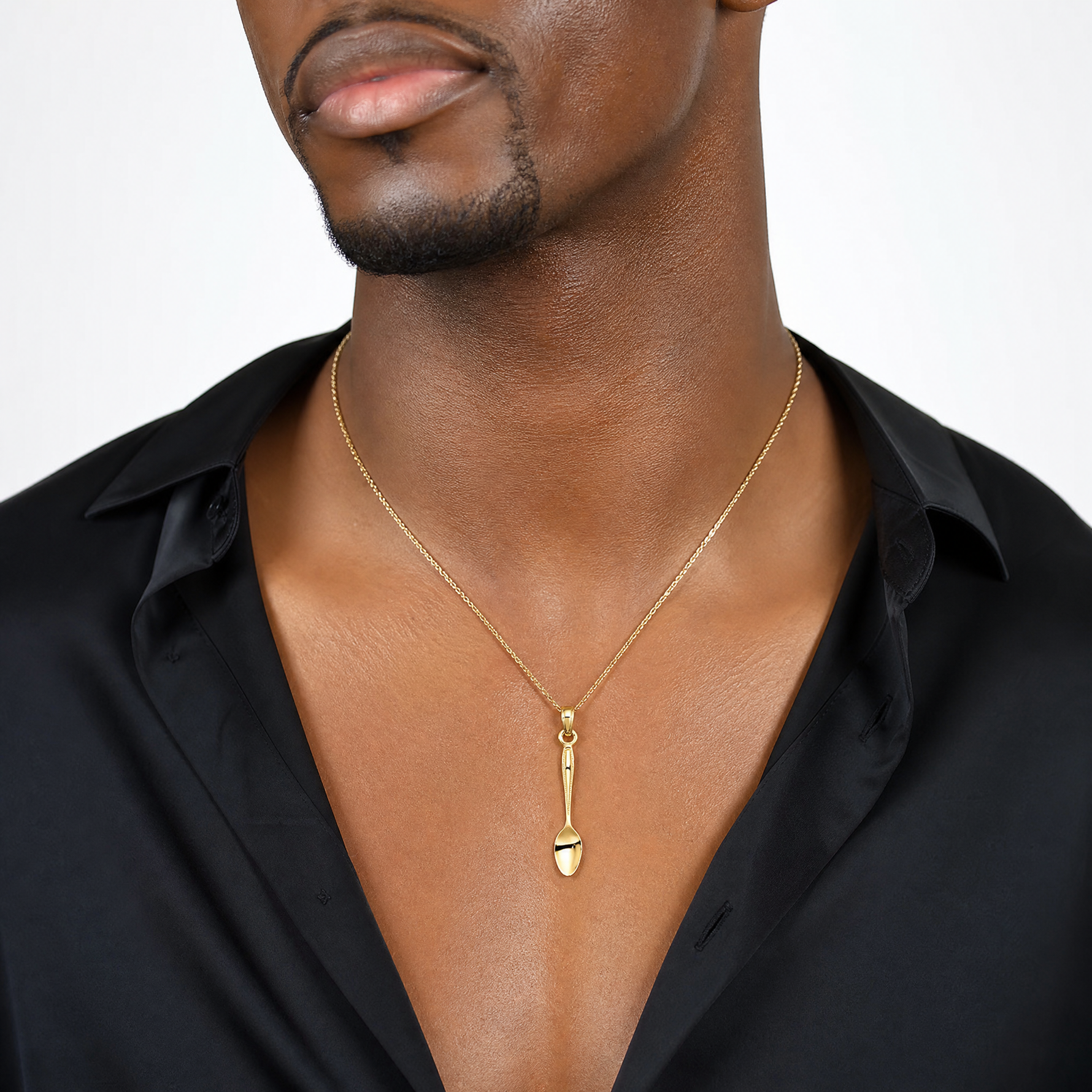 14K 3-D Table Spoon Pendant - Model Shot