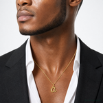 14k Yellow Gold Letter A Initial Charm - Model Shot