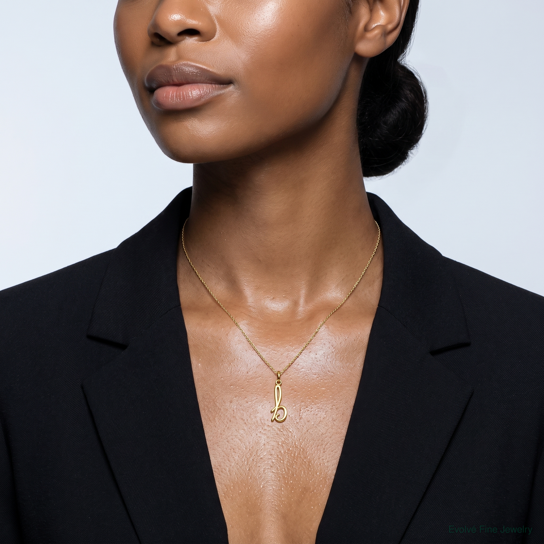 14k Yellow Gold Letter B Initial Charm - Model Shot