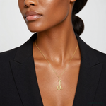 14k Yellow Gold Letter D Initial Charm - Model Shot