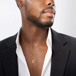 14k Yellow Gold Letter E Initial Charm - Model Shot