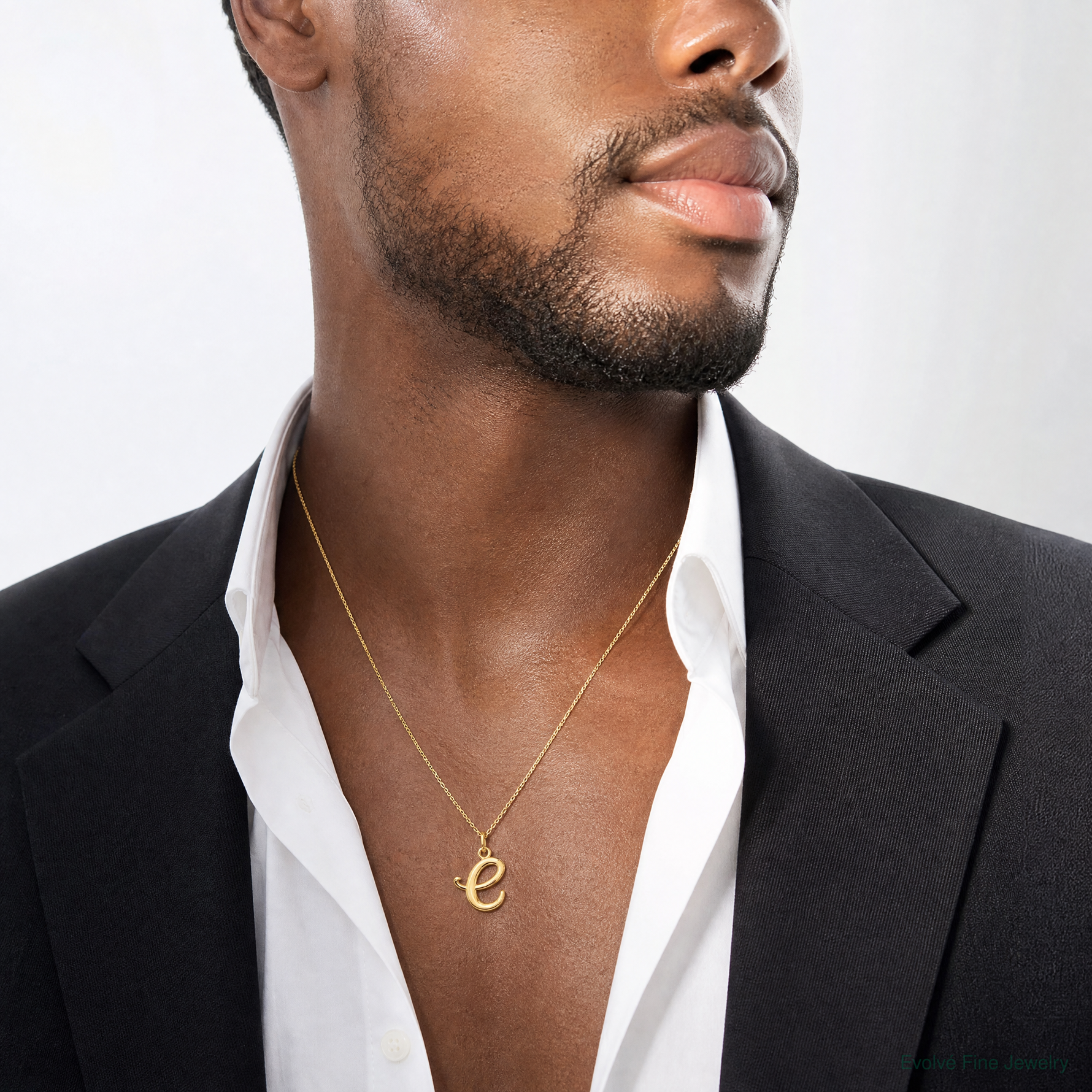 14k Yellow Gold Letter E Initial Charm - Model Shot