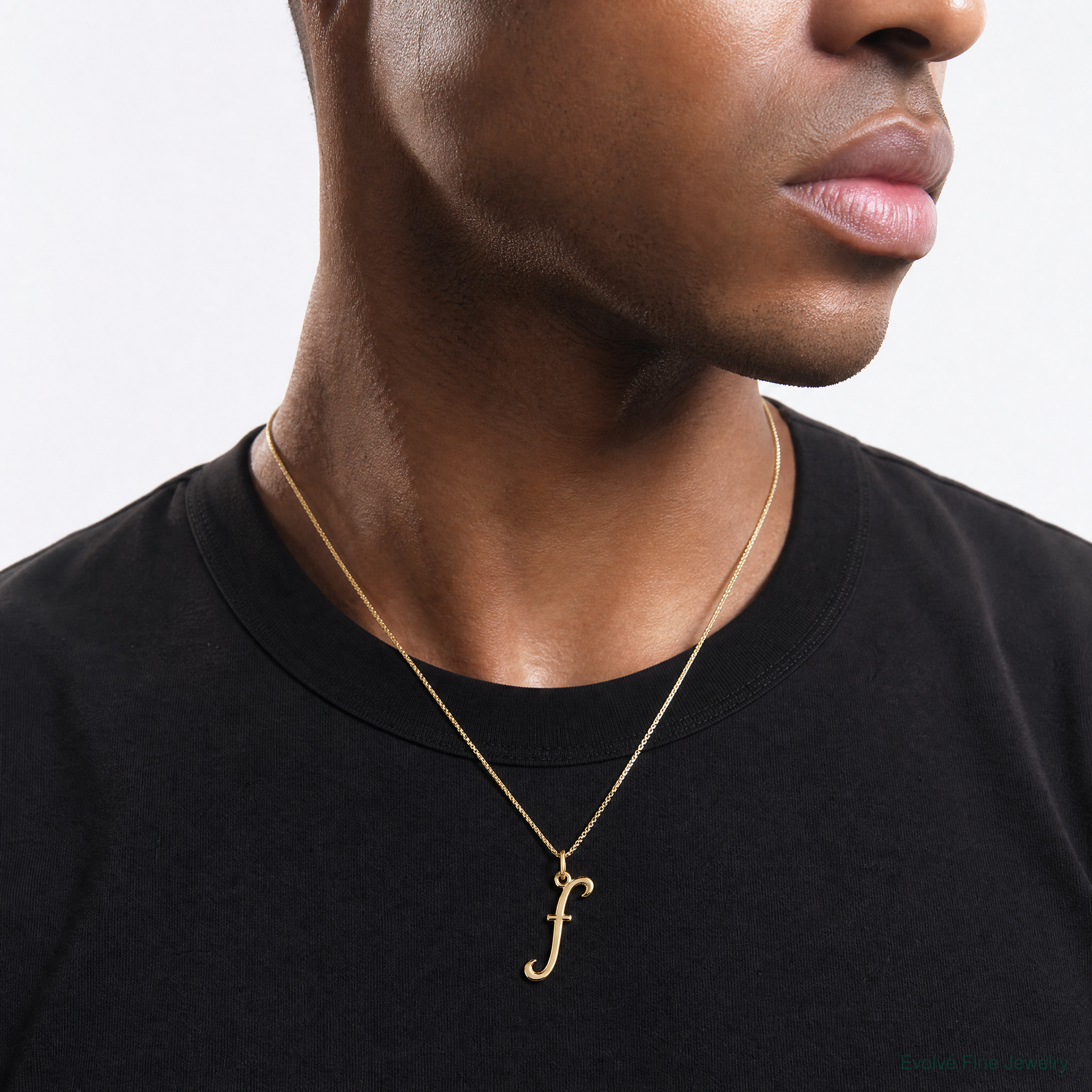 14k Yellow Gold Letter F Initial Charm - Model Shot