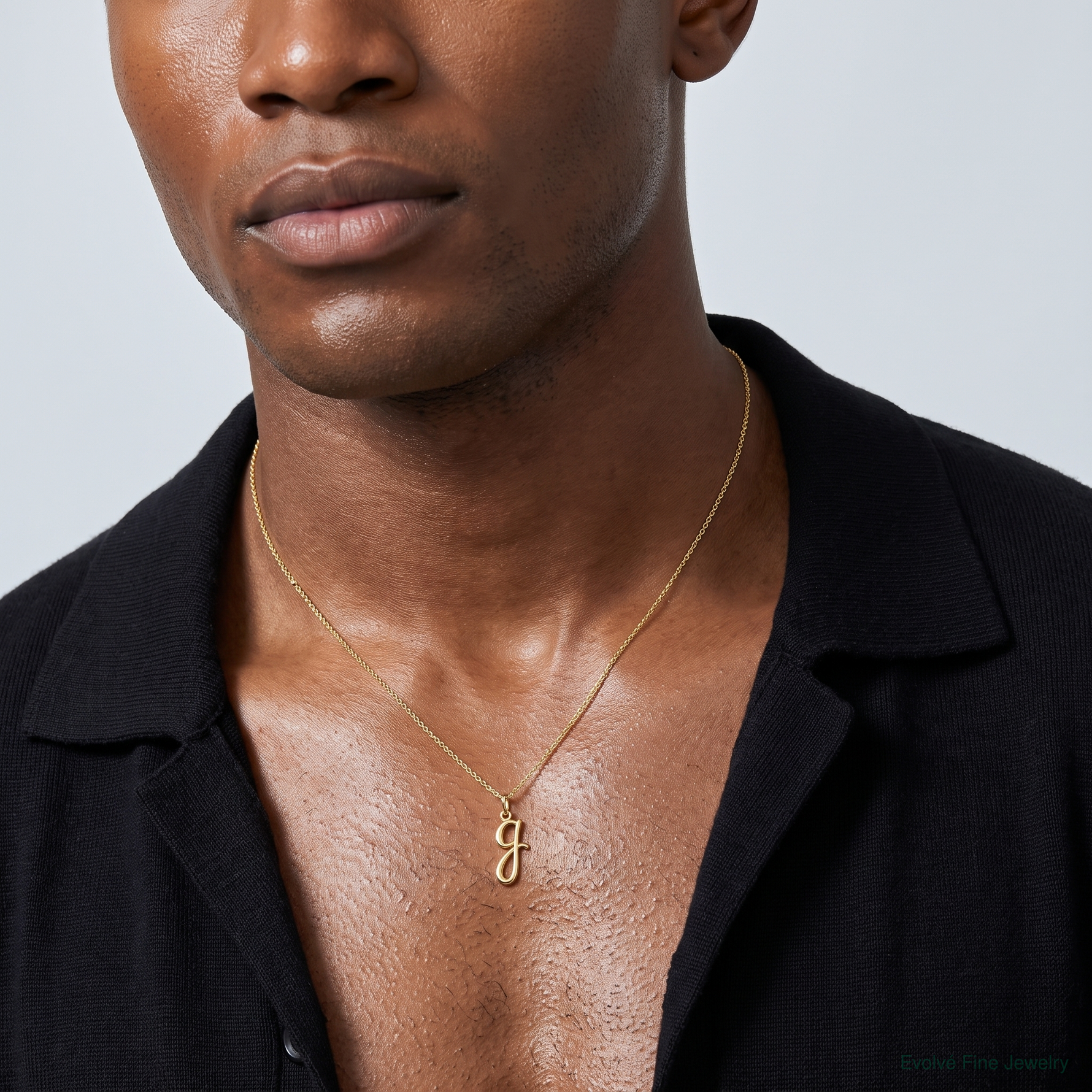 14k Yellow Gold Letter G Initial Charm - Model Shot