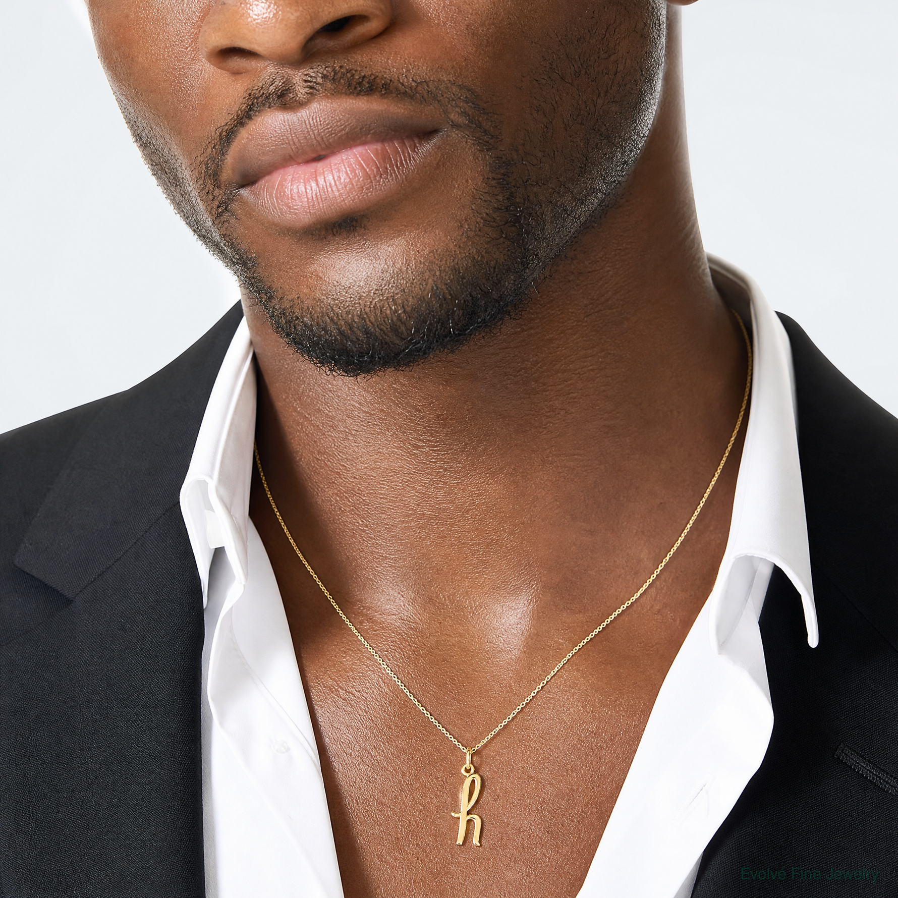 14k Yellow Gold Letter H Initial Charm - Model Shot