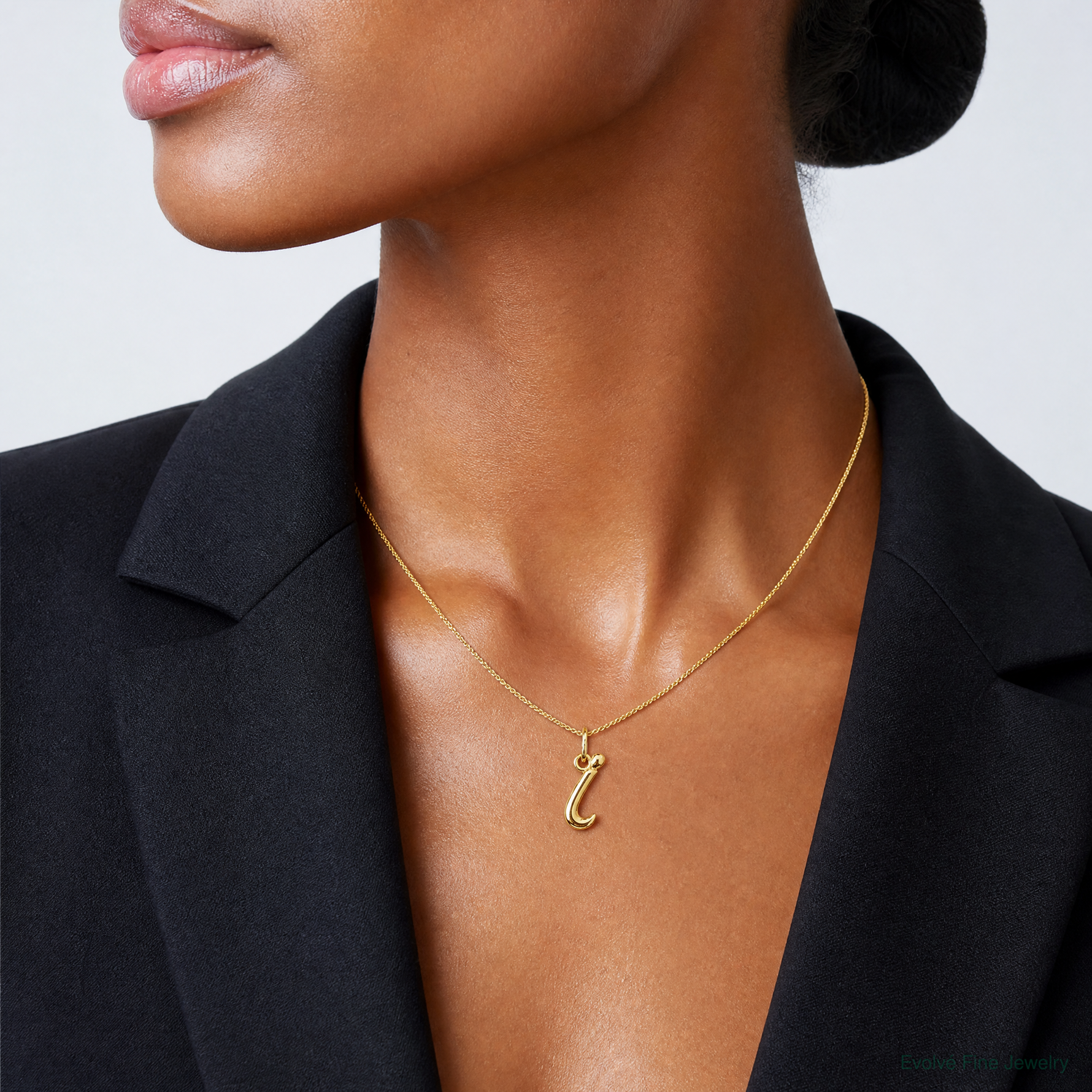 14k Yellow Gold Letter I Initial Charm - Model Shot